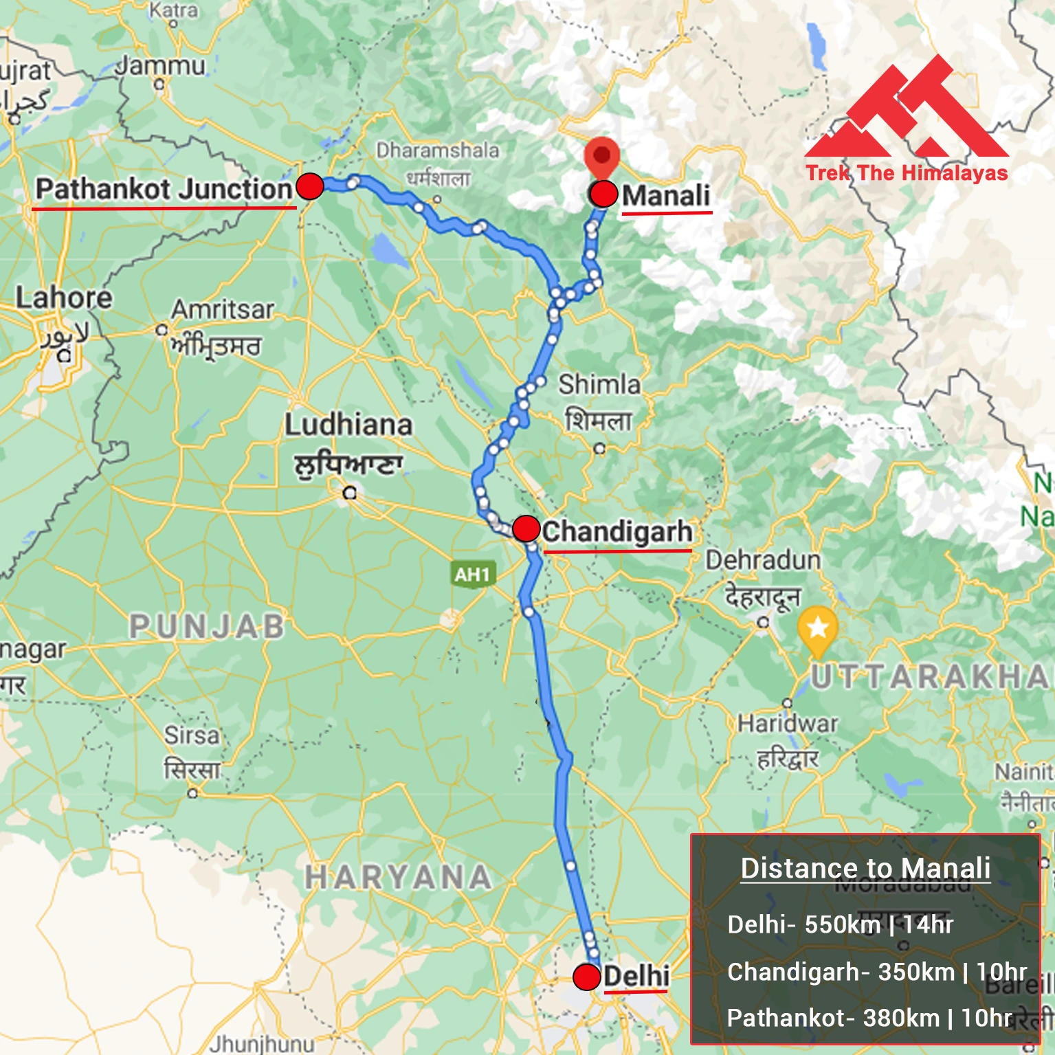 How to Reach Yunam Peak Trek Expedition Map